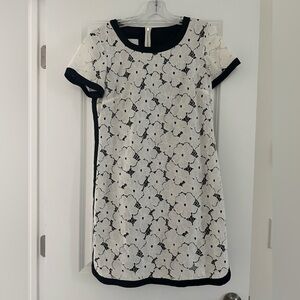 Donna Morgan white lace dress with black piping details